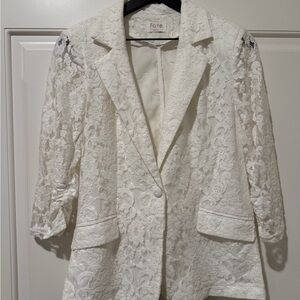 Fate Women's Cream Lace Blazer